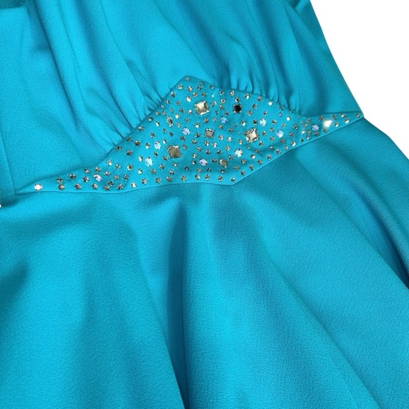 Vintage 1950s 1960s Handmade Blue Rhinestone Sparkle Accented Dress Small/Medium - Picture 10 of 13